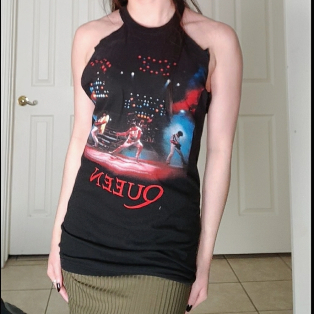 NEW RARE Custom DIY Queen Classic Rock Band Freddie Mercury Tunic Halter Blue